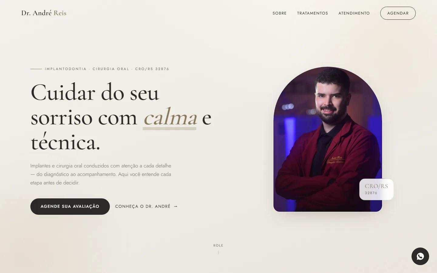 Página inicial do site do Dr. André Reis