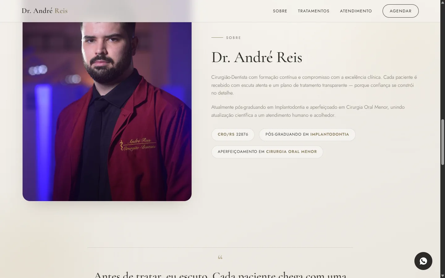 Seção sobre o Dr. André Reis