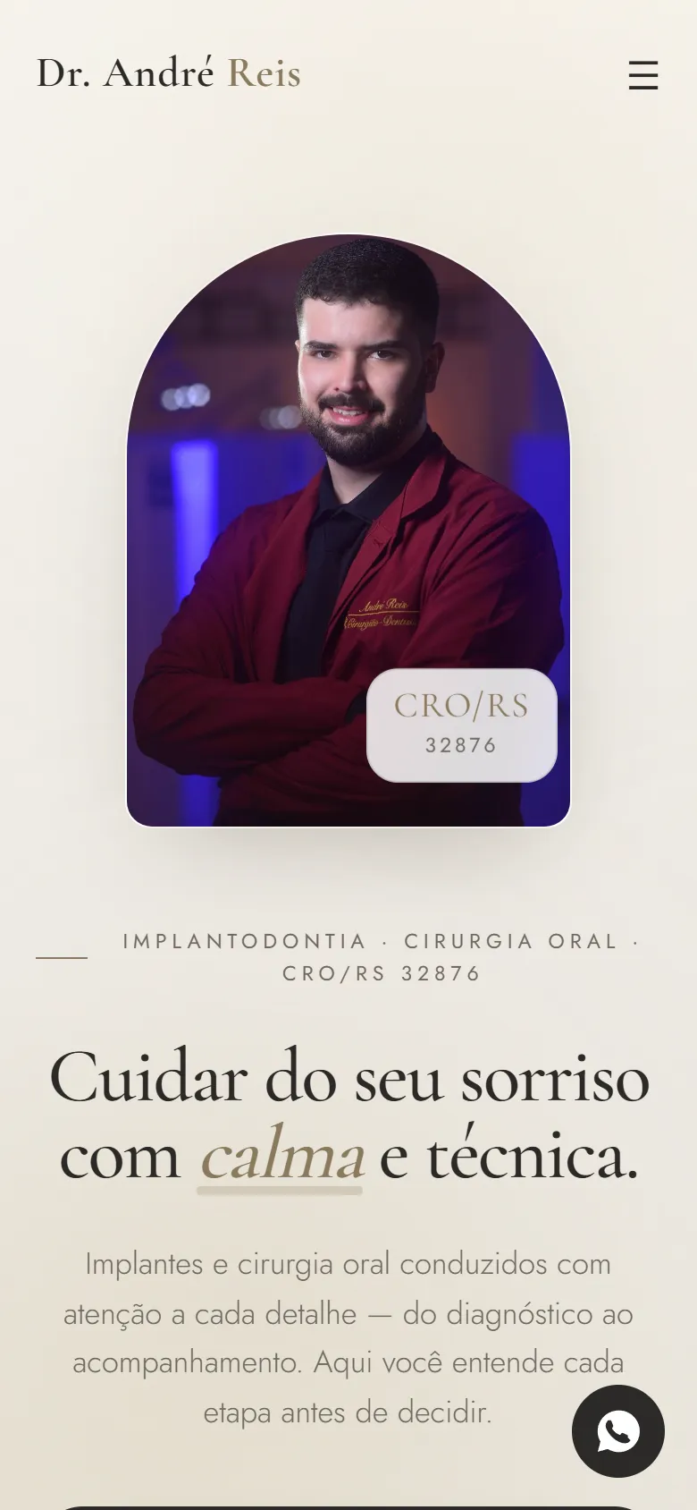 Site do Dr. André Reis no celular